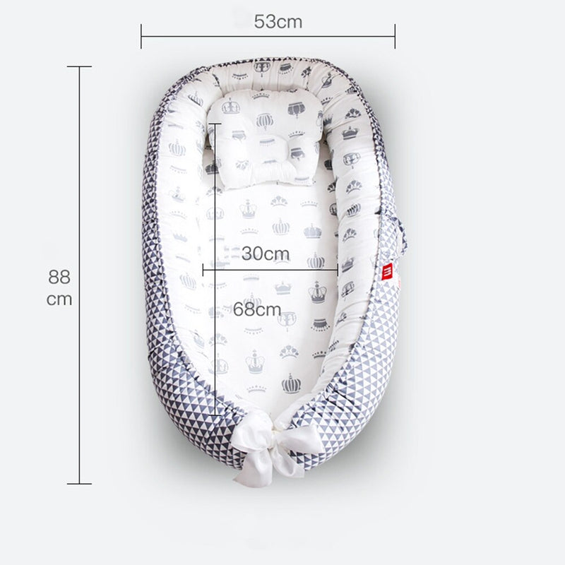 BChic- Baby Nest Bed with Pillow| Portable Crib & Travel Bed| Newborn & Toddler Cotton Cradle| Baby Bed Bassinet Bumper| Baby Lounger| Baby Shower Gift