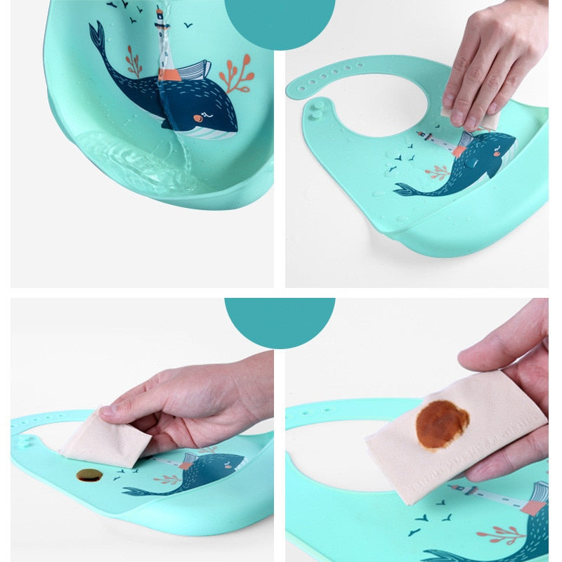 Bibs Waterproof Baby Silicone Bibs Burp Cloths Toddler Kids Adjustable Feeding Apron Saliva Bandana Baby Boys Girls Bandana Bib
