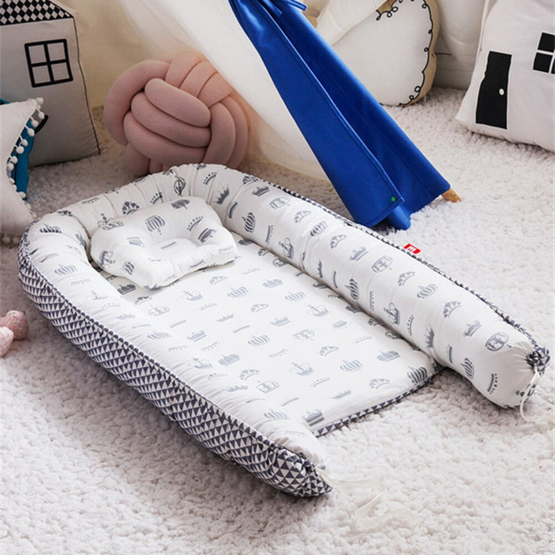 BChic- Baby Nest Bed with Pillow| Portable Crib| Cotton Cradle| Bassinet Bumper| Baby Lounger| Baby Shower Gift