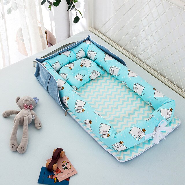 CHICURE- Portable Newborn Baby Crib Nest Bed for Baby Boys Girls Travel Infant Cotton Cradle Crib Baby Sleeping Set
